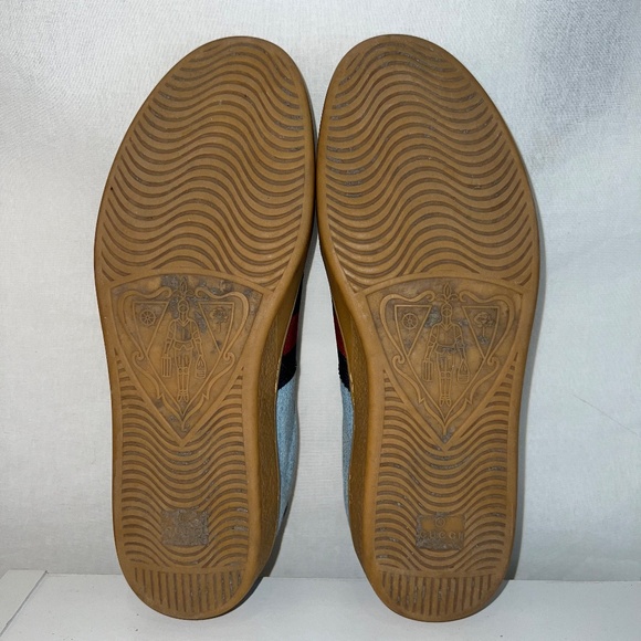 Gucci, Low Top Embroidered Sneakers, Floral Denim Ace, Size 10.5 - Picture 8 of 14